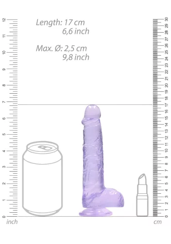 RealRock - átlátszó lila élethű dildó - 15cm