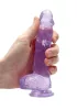 RealRock - átlátszó lila élethű dildó - 15cm