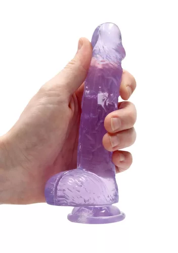 RealRock - átlátszó lila élethű dildó - 15cm