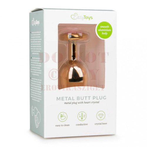 EasyToys fém anál tágító szív kővel - arany közepes