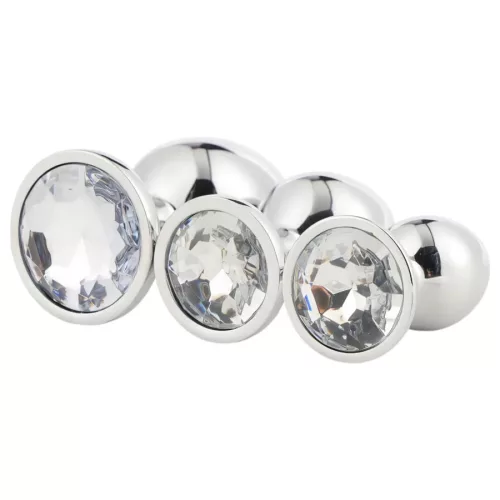 Gleaming Love - ezüst anál plug szett - 3 részes