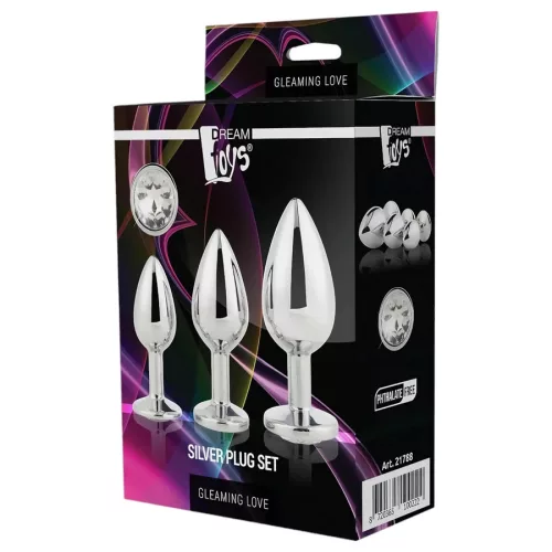 Gleaming Love - ezüst anál plug szett - 3 részes
