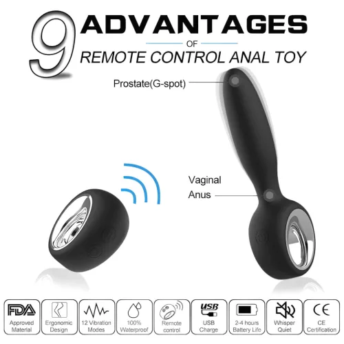 Aixiasia Dylon-Remote - akkus, rádiós fekete anál vibrátor