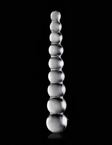 Icicles No. 2 - gömbös üveg dildó (átlátszó)