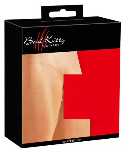 Bad Kitty - bőr heregyűrű és péniszgyűrű (fekete)