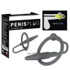 Penisplug - szilikon makkgyűrű kúpos dilátorral (szürke)