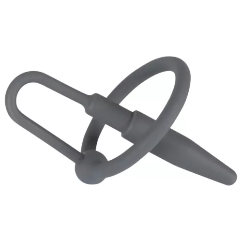 Penisplug - szilikon makkgyűrű kúpos dilátorral (szürke)