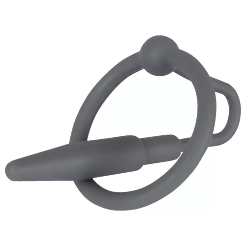 Penisplug - szilikon makkgyűrű kúpos dilátorral (szürke)