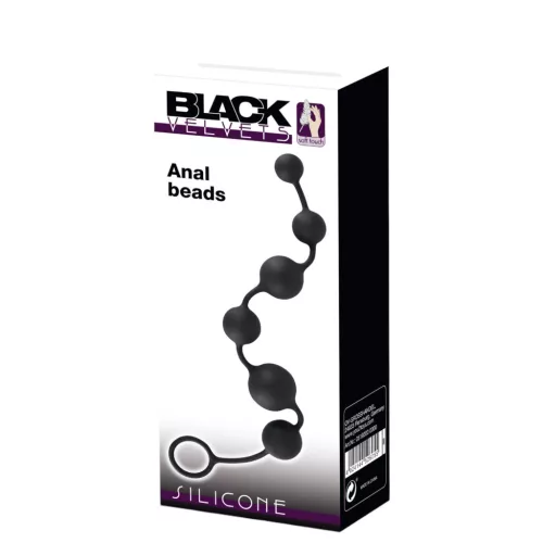 Black Velvets - 6 gyöngyös anál dildó (fekete)