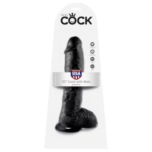 King Cock 10 herés dildó (25 cm, fekete)