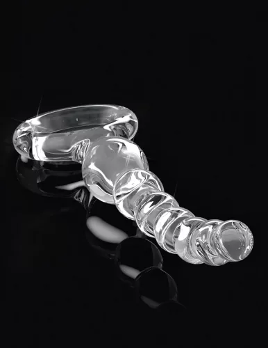 Icicles No. 67 - gömbös üveg dildó (átlátszó)