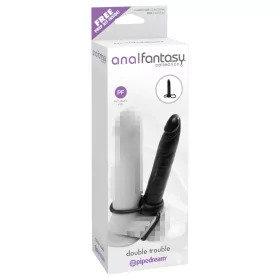   analfantasy Double Trouble - felcsatolható anál dildó (fekete)