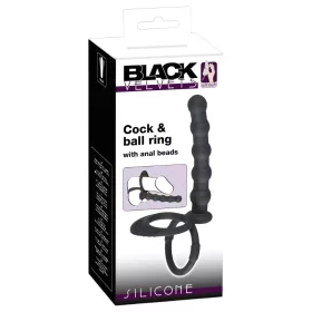   Black Velvets - here- és péniszgyűrű anál dildóval (fekete)