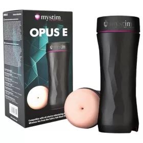   mystim Opus E Anus - elektro műpopsi maszturbátor (natúr-fekete)