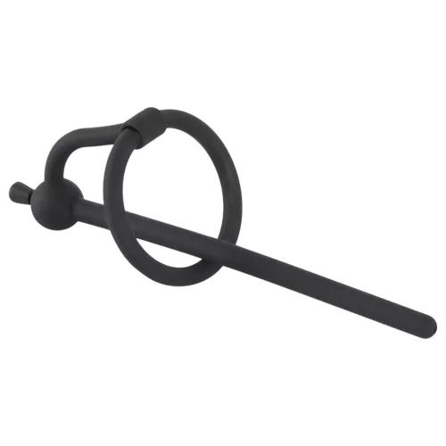 Penisplug - szilikon dilátor makkgyűrűvel (0,6mm) - fekete