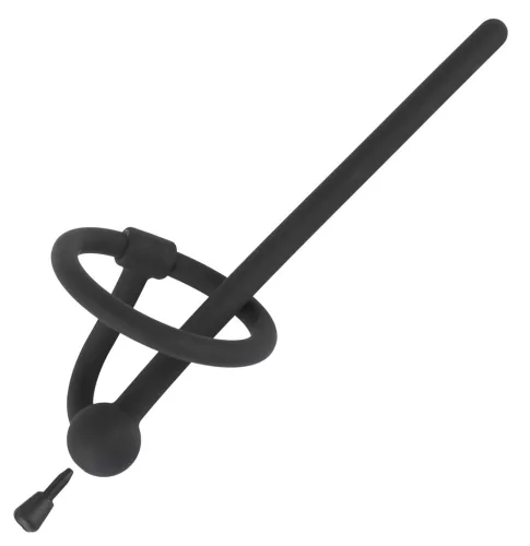 Penisplug - szilikon dilátor makkgyűrűvel (0,6mm) - fekete