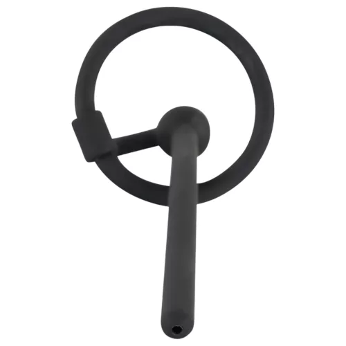 Penisplug - szilikon dilátor makkgyűrűvel (0,6mm) - fekete