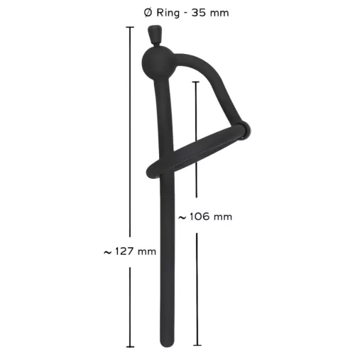Penisplug - szilikon dilátor makkgyűrűvel (0,6mm) - fekete