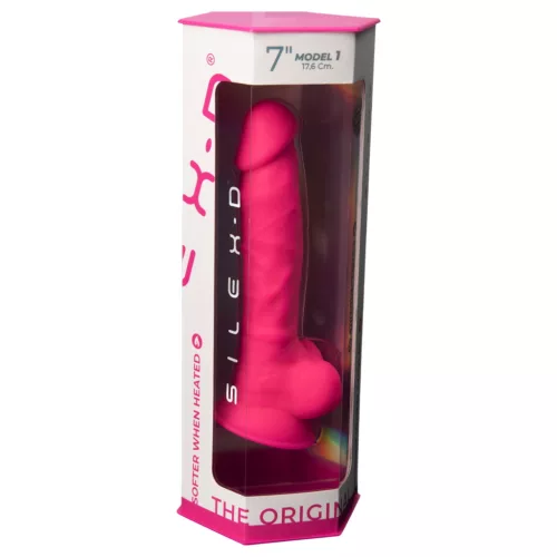 Silexd 7 - tapadókorongos, herés dildó - 17,5cm (pink)