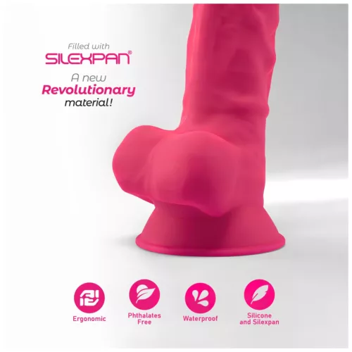 Silexd 7 - tapadókorongos, herés dildó - 17,5cm (pink)