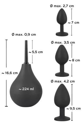 Black Velvets - anál plug szett (4 részes) - fekete