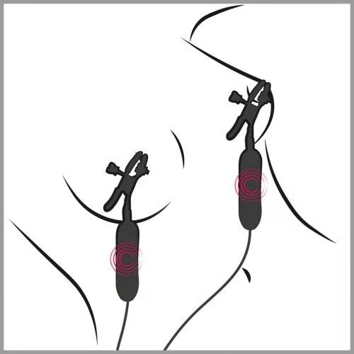 Pipedream - Fetish - rezgő mellbimbó csipesz (fekete)