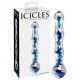 Icicles No. 08 - hullámos, kétvégű, üveg dildó (átlátszó-kék)