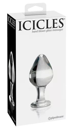 Icicles No. 25 - kúpos, üveg anál plug (átlátszó)