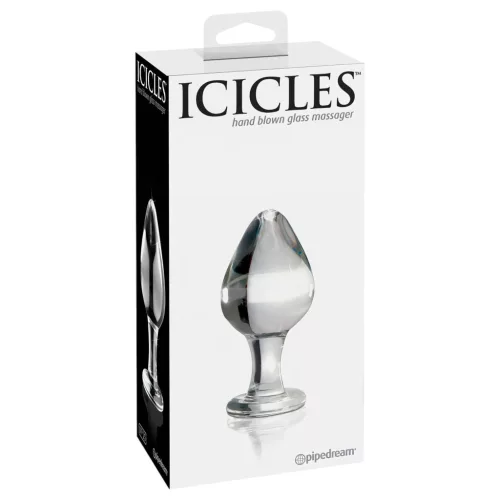 Icicles No. 25 - kúpos, üveg anál plug (átlátszó)
