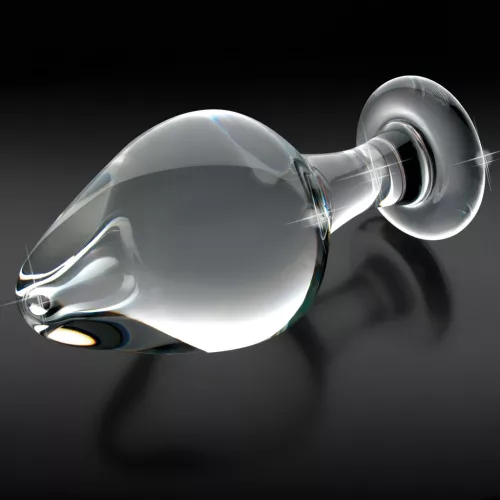 Icicles No. 25 - kúpos, üveg anál plug (átlátszó)