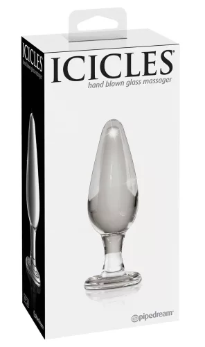 Icicles No. 26 - kúpos, üveg anál plug (átlátszó)