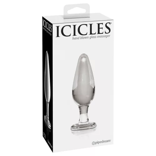 Icicles No. 26 - kúpos, üveg anál plug (átlátszó)
