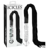 Icicles No. 38 - bőr korbács és üveg dildó (átlátszó-fekete)
