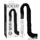 Icicles No. 38 - bőr korbács és üveg dildó (átlátszó-fekete)