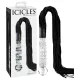 Icicles No. 38 - bőr korbács és üveg dildó (átlátszó-fekete)