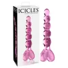 Icicles No. 43 - gyöngyös, szíves üveg dildó (pink)