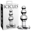 Icicles No. 47 - tripla gyöngyös, üveg anál plug (átlátszó)