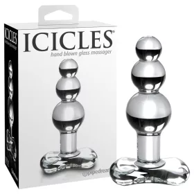  Icicles No. 47 - tripla gyöngyös, üveg anál plug (átlátszó)