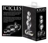 Icicles No. 47 - tripla gyöngyös, üveg anál plug (átlátszó)