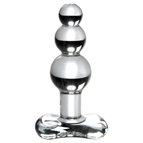 Icicles No. 47 - tripla gyöngyös, üveg anál plug (átlátszó)