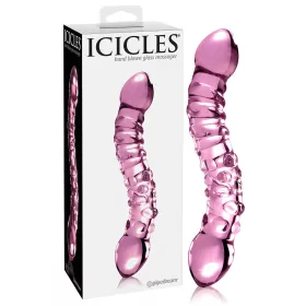 Icicles No. 55 - kétvégű, G-pont üveg dildó (pink)