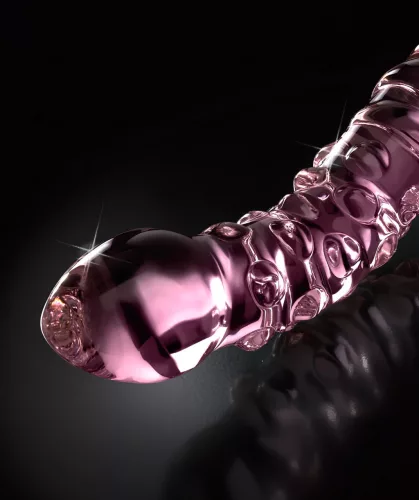 Icicles No. 55 - kétvégű, G-pont üveg dildó (pink)