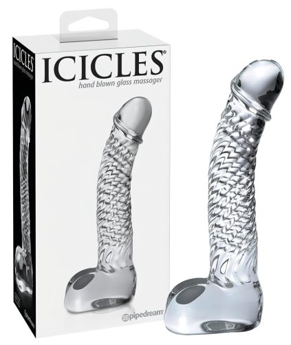 Icicles No. 61 - herés, péniszes üveg dildó (átlátszó)