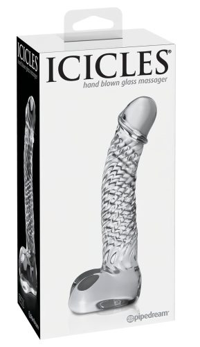 Icicles No. 61 - herés, péniszes üveg dildó (átlátszó)