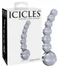 Icicles No. 66 - íves, gömbös, üveg dildó (átlátszó)