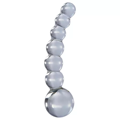 Icicles No. 66 - íves, gömbös, üveg dildó (átlátszó)