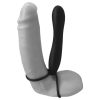 Fetish Double Trouble - here- és péniszgyűrű dildóval (fekete)