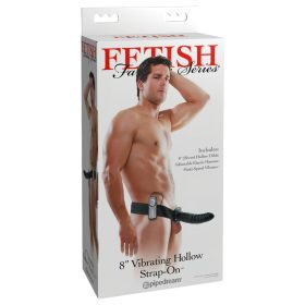 Fetish Strap-On 8 - felcsatolható, üreges vibrátor (fekete)   Fetish Strap-On 8 - felcsatolható, üreges vibrátor (fekete)