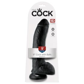   King Cock 9 - nagy tapadókorongos, herés dildó (23cm) - fekete