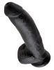 King Cock 9 - nagy tapadókorongos, herés dildó (23cm) - fekete